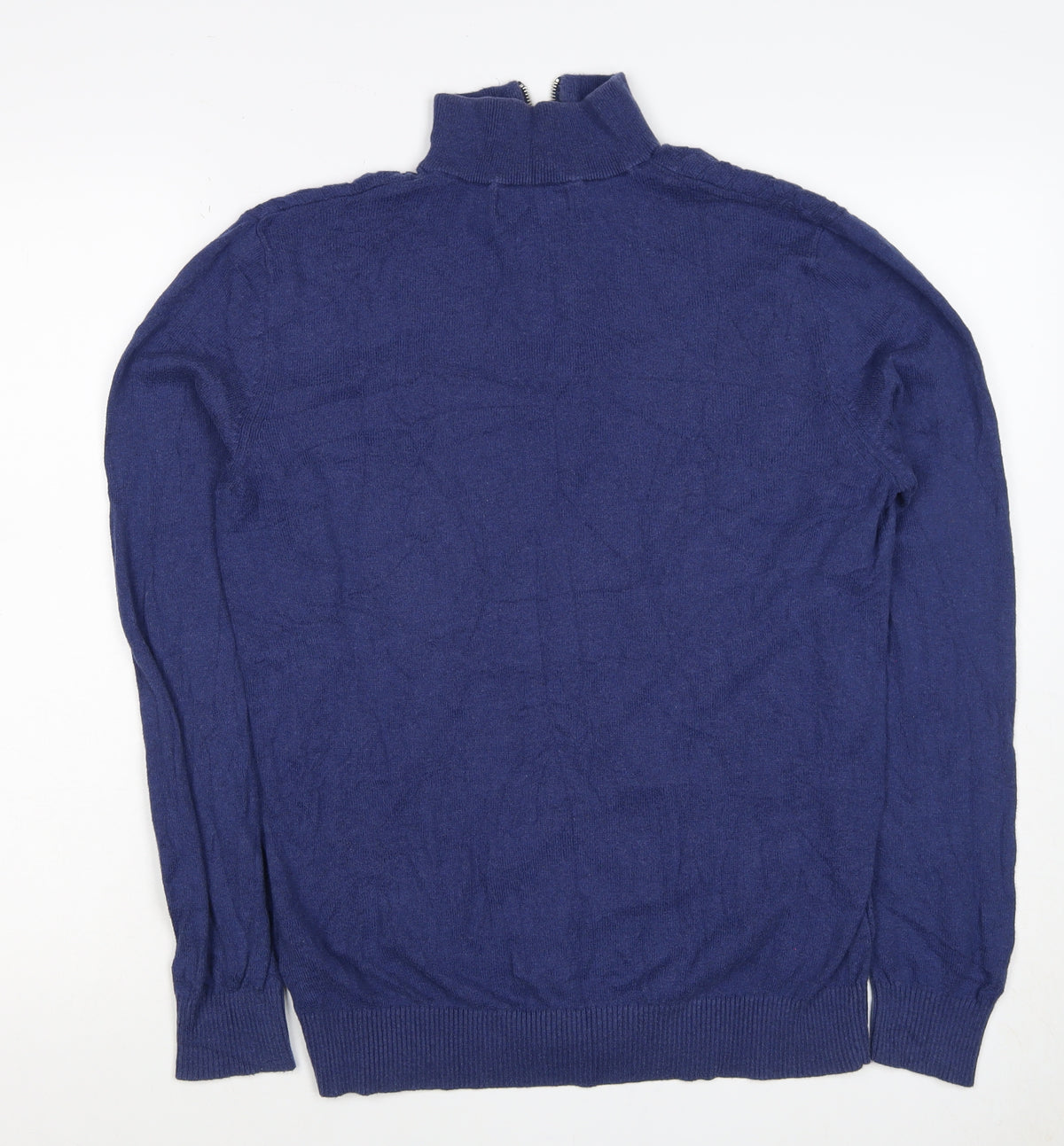 Nigel Hall Men's Blue M Cable Knit 1/4 Zip Cashmere Blend Jumper