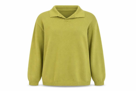 Racing Green Women's Yellow L Collared 100% Cotton Knit Pullover Jumper