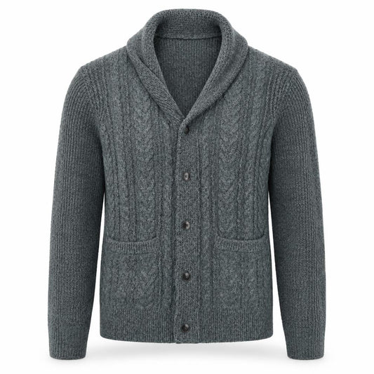 Marks and Spencer Men Grey M Cable Knit Button Cardigan Pockets