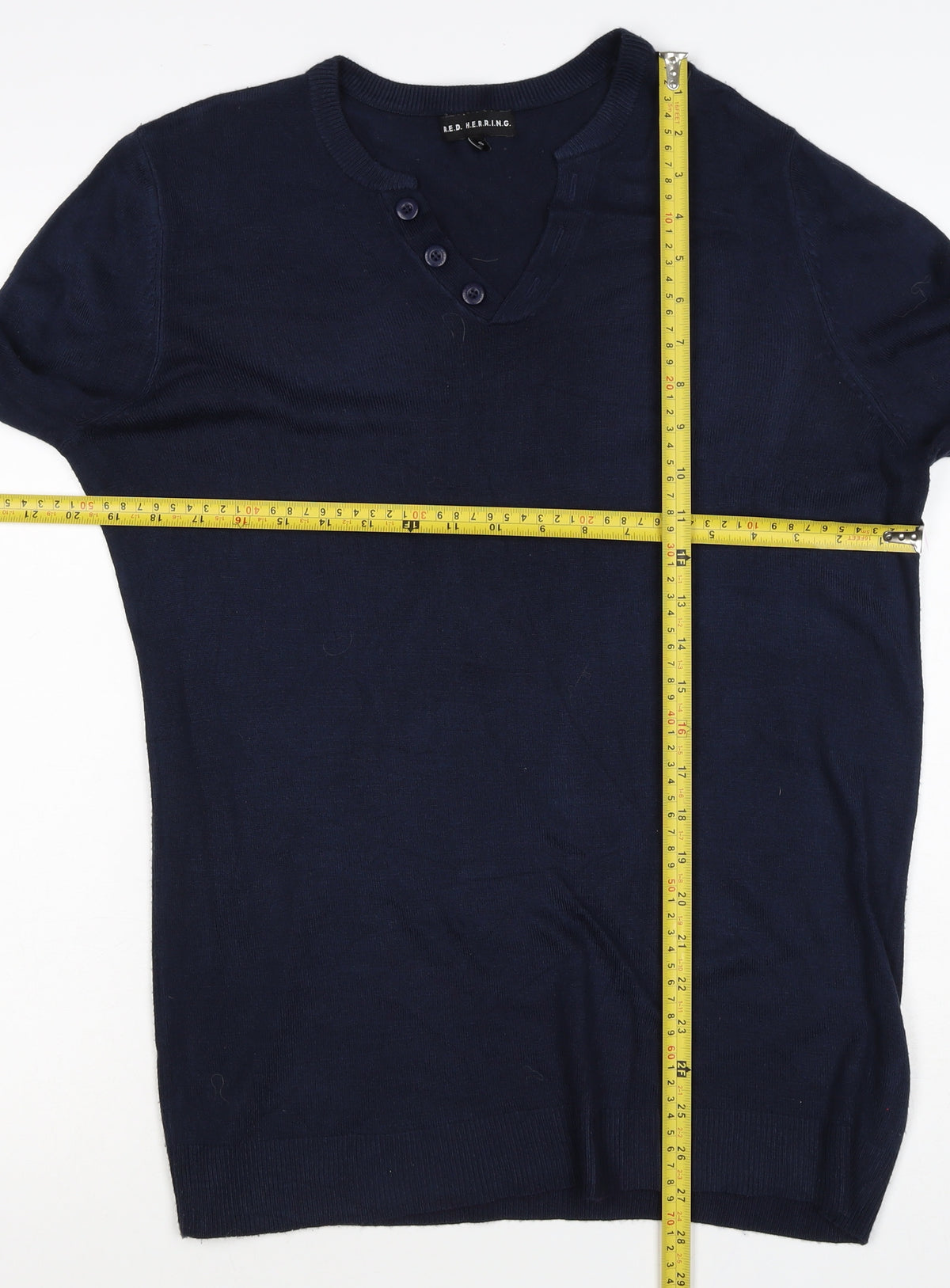 Red Herring Men’s Blue Size S Long Sleeve Button Henley Jumper
