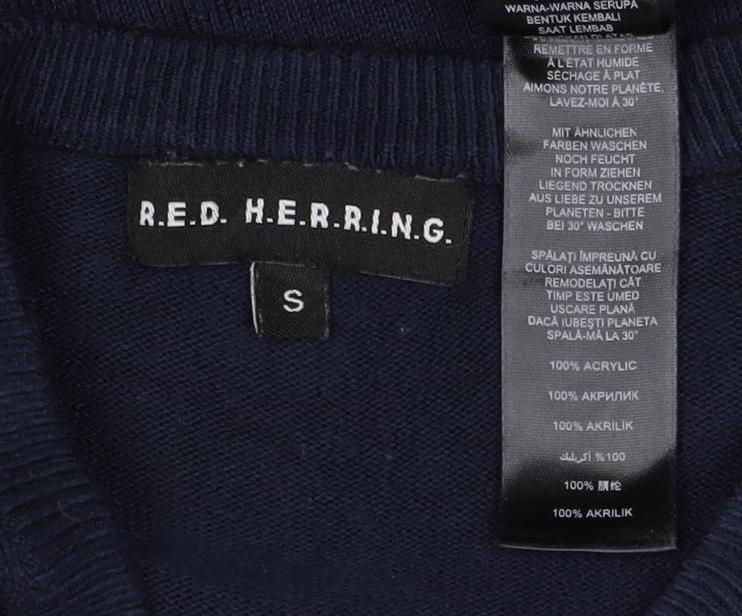 Red Herring Men’s Blue Size S Long Sleeve Button Henley Jumper