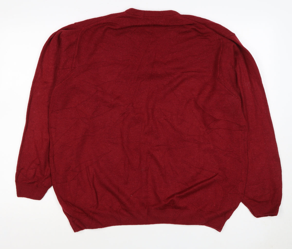 Marks & Spencer Unisex Red L Lambswool V-Neck Pullover Jumper