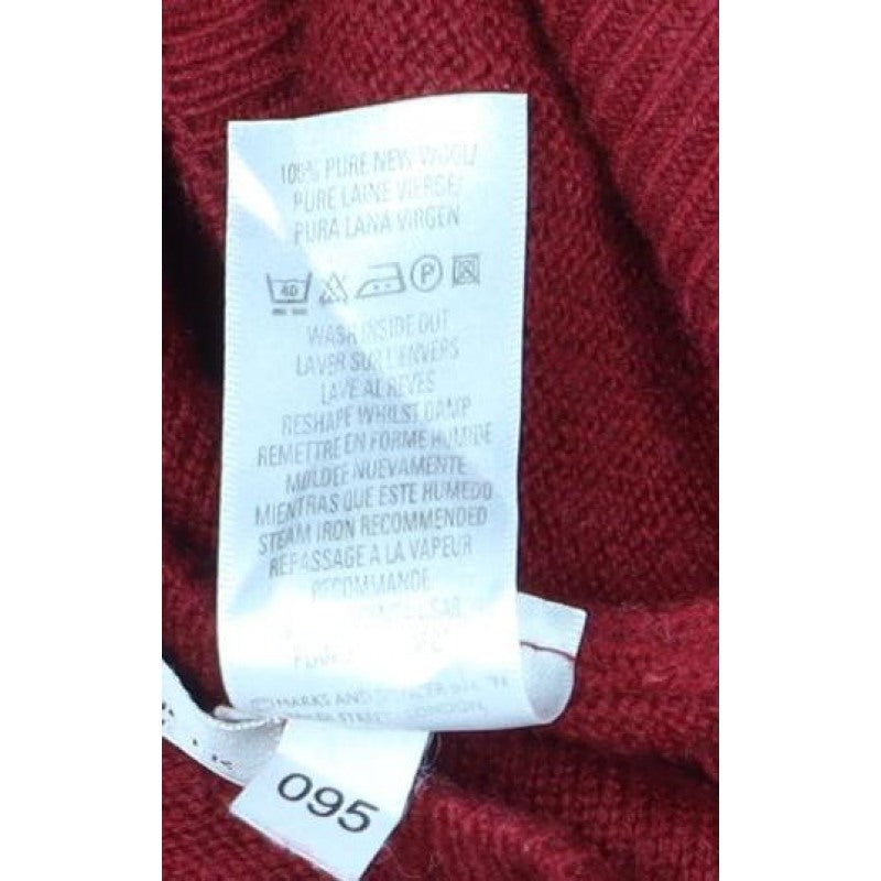 Marks & Spencer Unisex Red L Lambswool V-Neck Pullover Jumper
