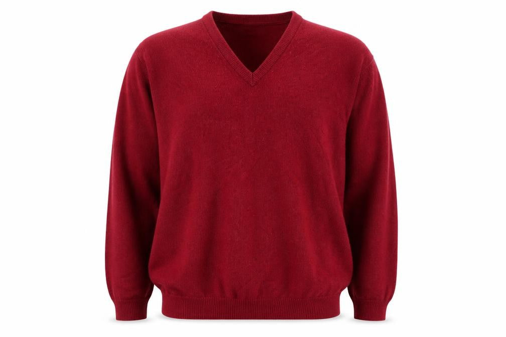 Marks & Spencer Unisex Red L Lambswool V-Neck Pullover Jumper