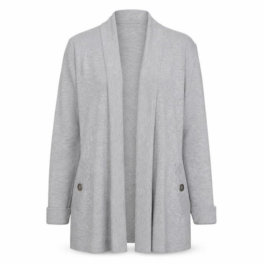 Wallis Petite Women’s Grey Open Cardigan Size S Long Sleeve Pockets