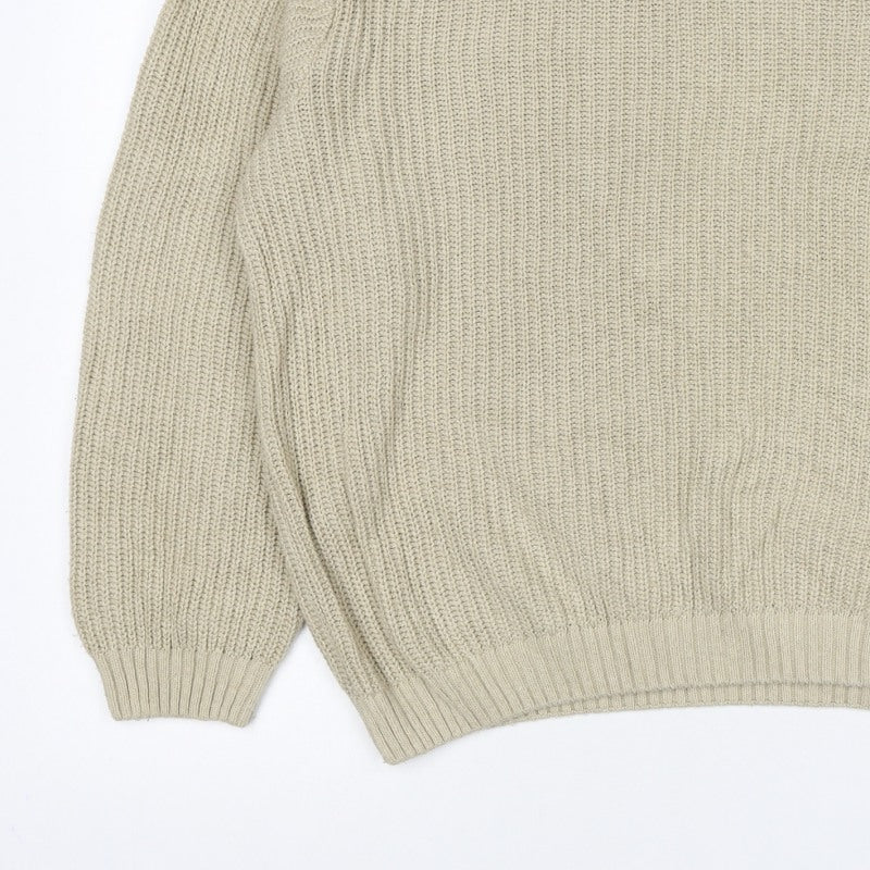 ASOS Design Men Beige XS Chunky Knit Crew Neck Pullover Jumper