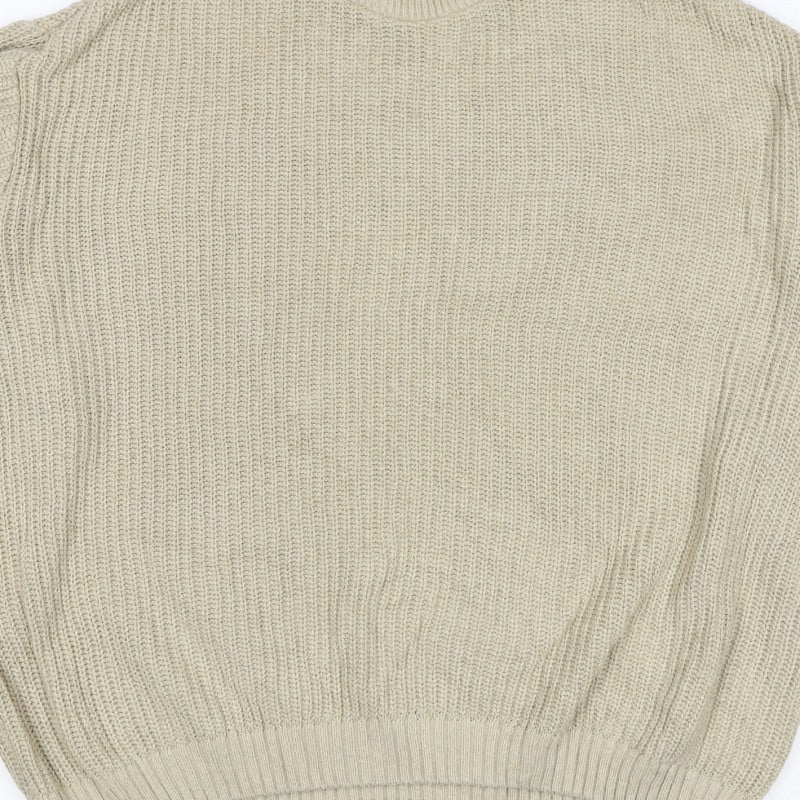 ASOS Design Men Beige XS Chunky Knit Crew Neck Pullover Jumper