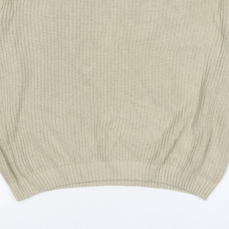 ASOS Design Men Beige XS Chunky Knit Crew Neck Pullover Jumper