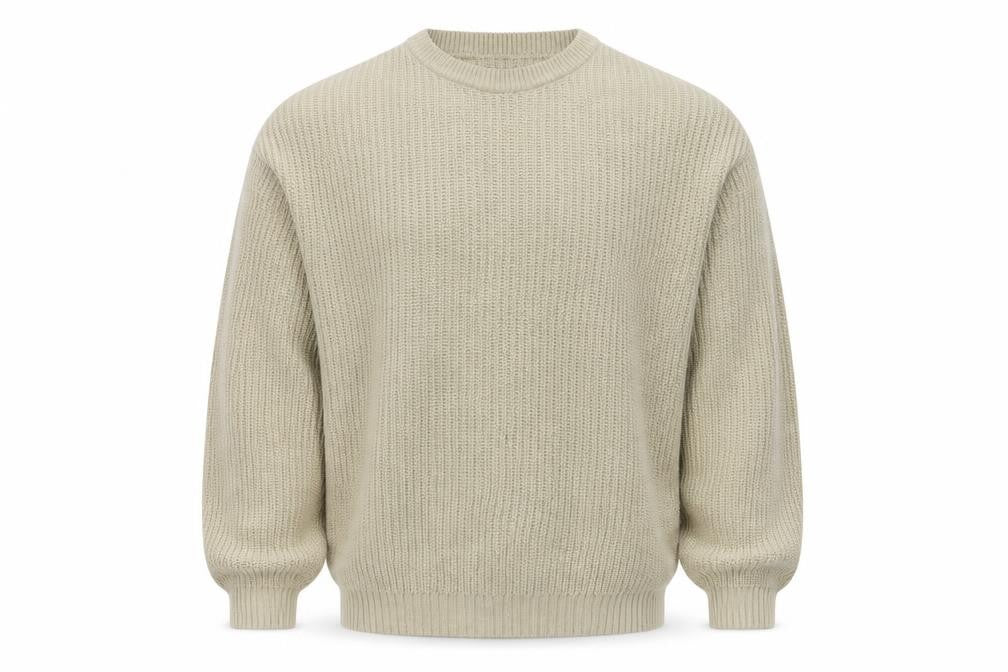 ASOS Design Men Beige XS Chunky Knit Crew Neck Pullover Jumper