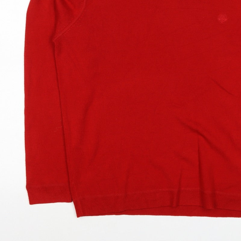 Red Herring Men’s Red XL V-Neck Pullover Jumper 100% Acrylic