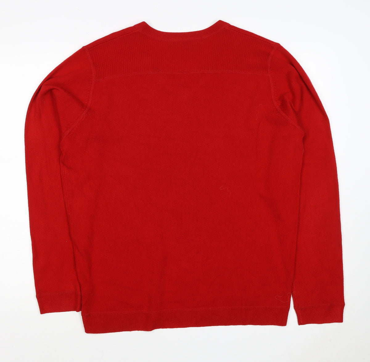 Red Herring Men’s Red XL V-Neck Pullover Jumper 100% Acrylic