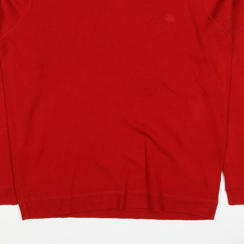 Red Herring Men’s Red XL V-Neck Pullover Jumper 100% Acrylic