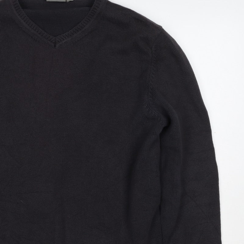 Ciro Citterio Men’s Black M V-Neck Cotton Knit Pullover Jumper