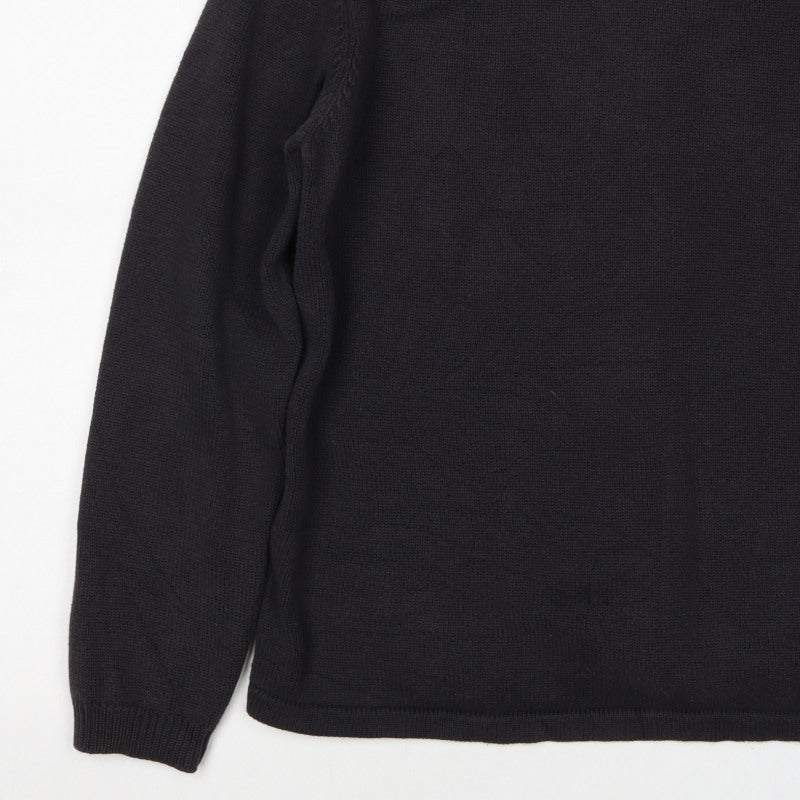 Ciro Citterio Men’s Black M V-Neck Cotton Knit Pullover Jumper