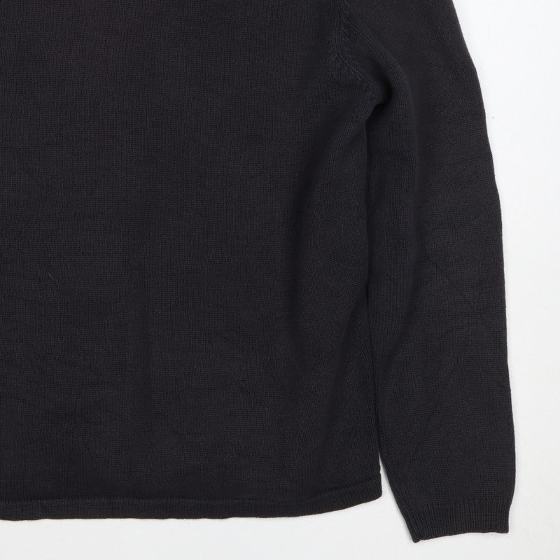 Ciro Citterio Men’s Black M V-Neck Cotton Knit Pullover Jumper