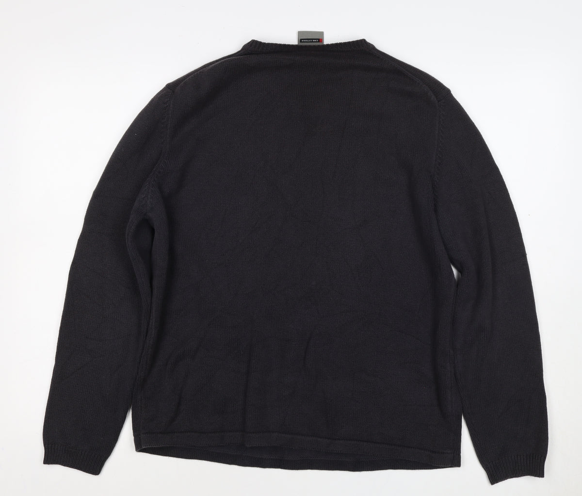 Ciro Citterio Men’s Black M V-Neck Cotton Knit Pullover Jumper