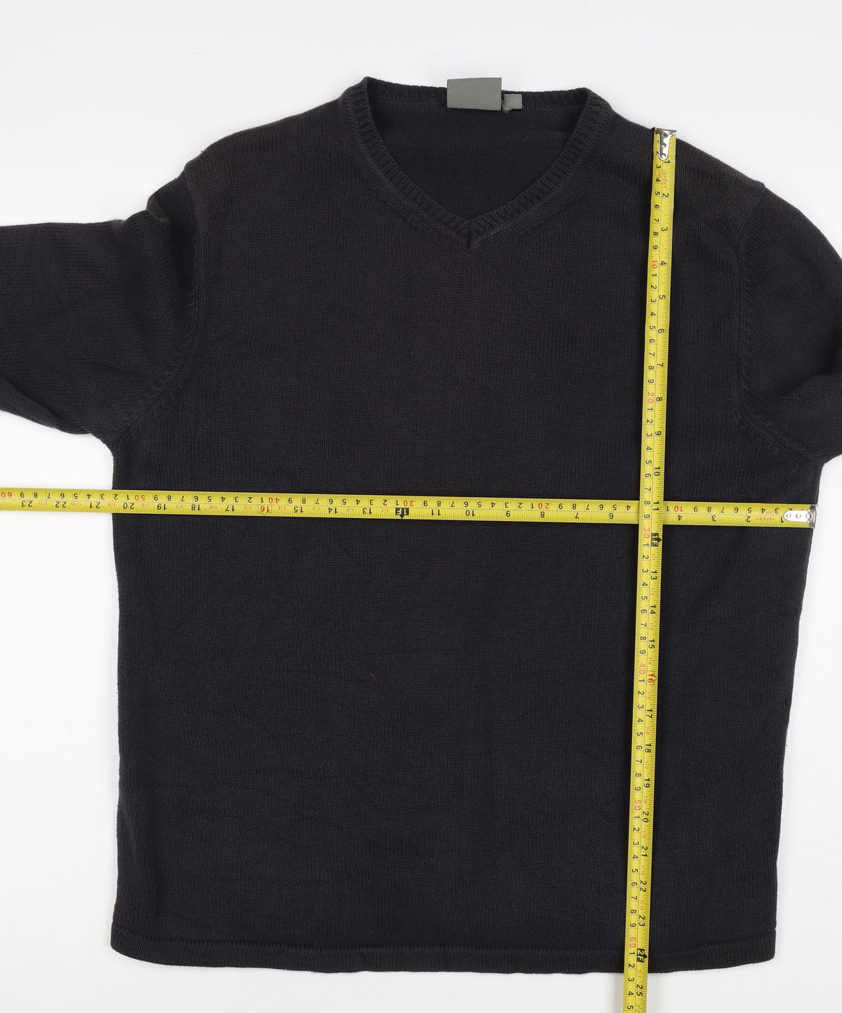 Ciro Citterio Men’s Black M V-Neck Cotton Knit Pullover Jumper