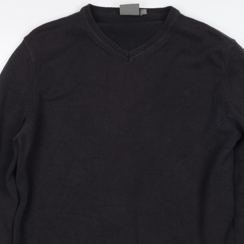 Ciro Citterio Men’s Black M V-Neck Cotton Knit Pullover Jumper