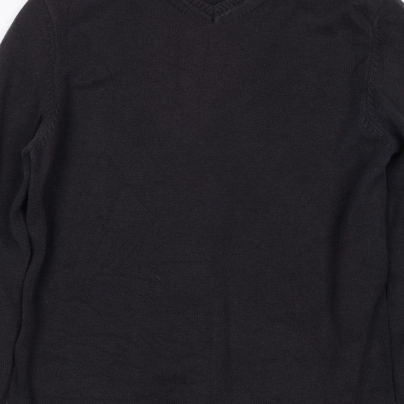 Ciro Citterio Men’s Black M V-Neck Cotton Knit Pullover Jumper