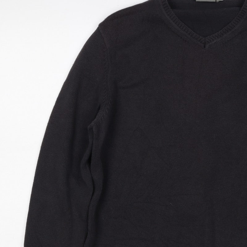Ciro Citterio Men’s Black M V-Neck Cotton Knit Pullover Jumper