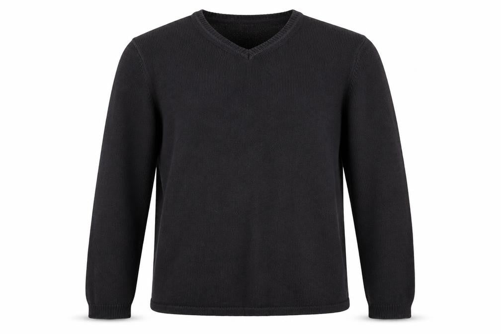 Ciro Citterio Men’s Black M V-Neck Cotton Knit Pullover Jumper