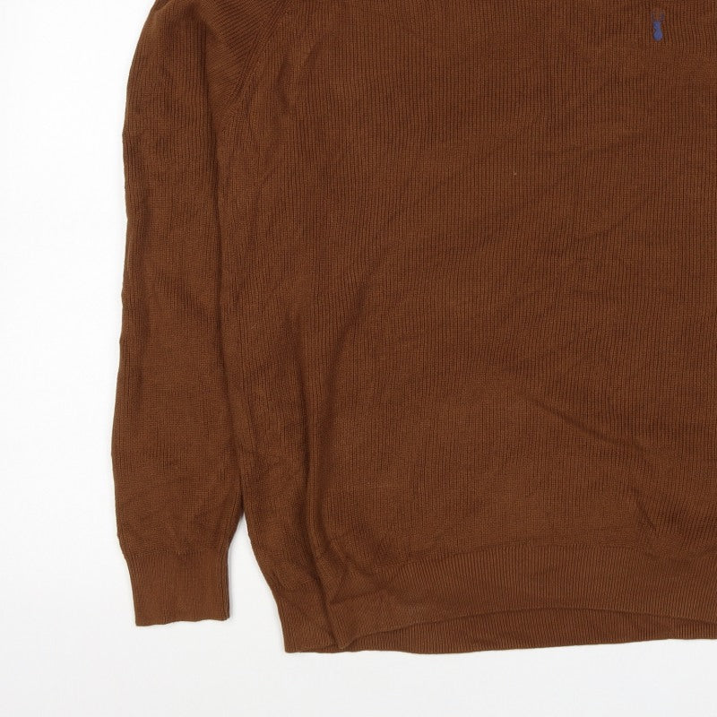 Next Men’s Brown Check Collar Cotton Knit Pullover Jumper XXL