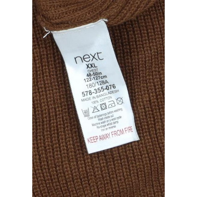 Next Men’s Brown Check Collar Cotton Knit Pullover Jumper XXL