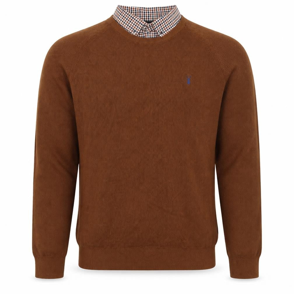 Next Men’s Brown Check Collar Cotton Knit Pullover Jumper XXL