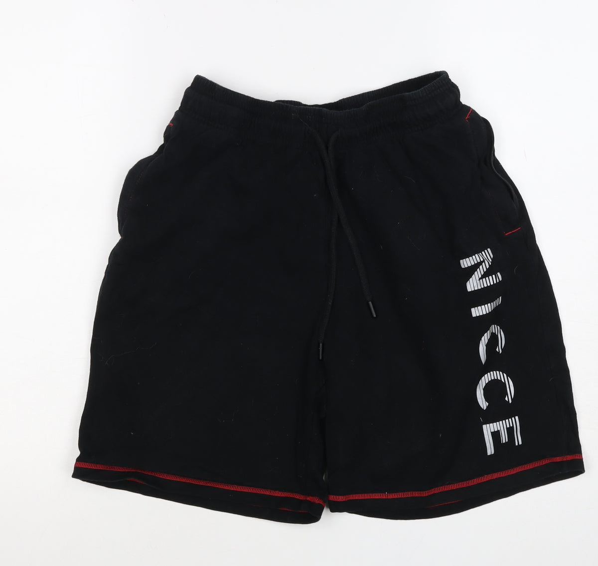 Nicce Men’s Black L Sweat Shorts Drawstring Logo Gym Training