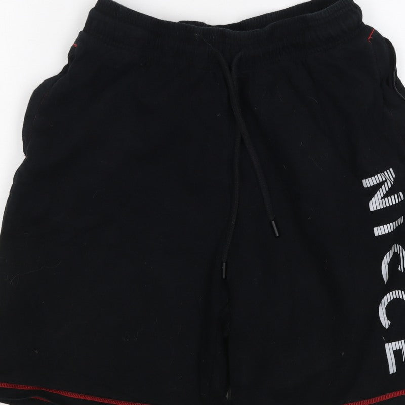 Nicce Men’s Black L Sweat Shorts Drawstring Logo Gym Training