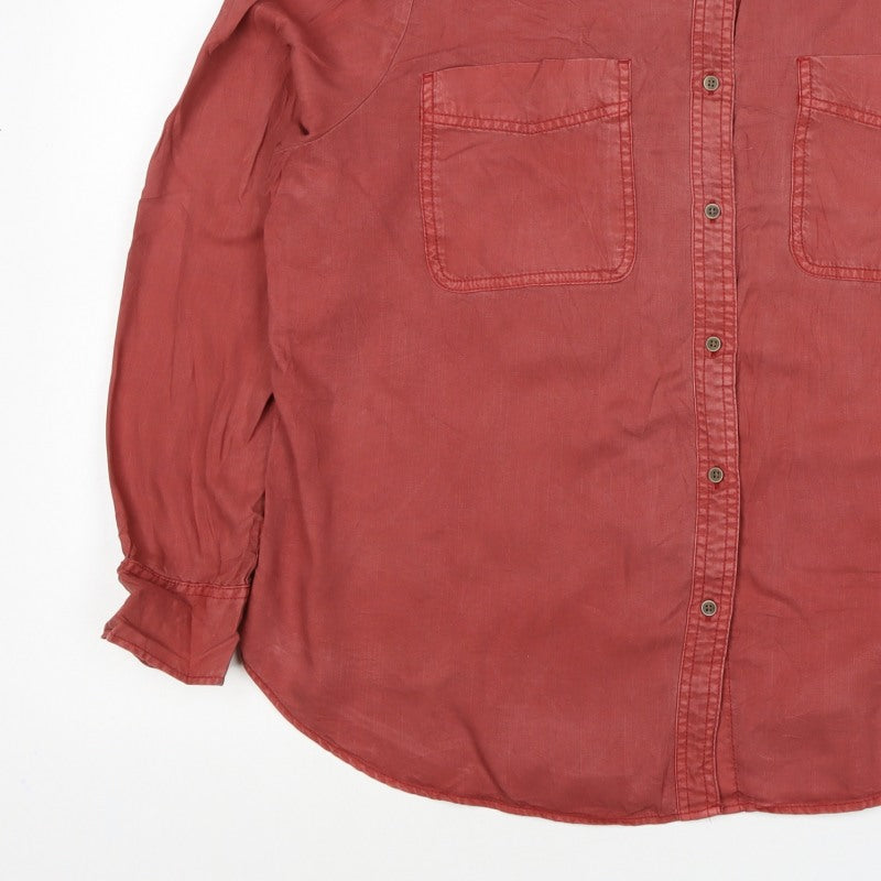 Marks & Spencer Women Red UK 18 Lyocell Button-Up Collared Shirt