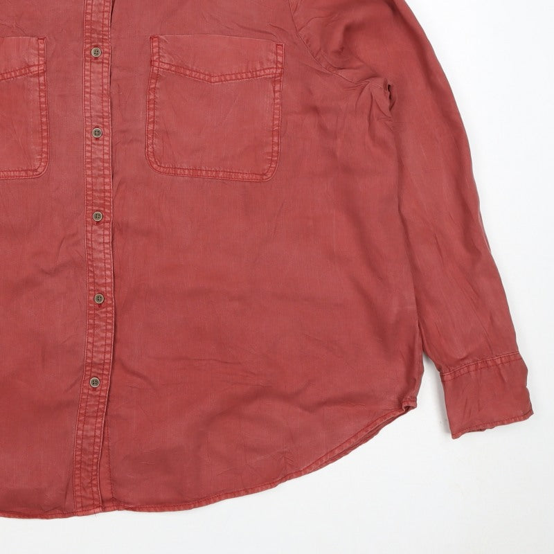Marks & Spencer Women Red UK 18 Lyocell Button-Up Collared Shirt