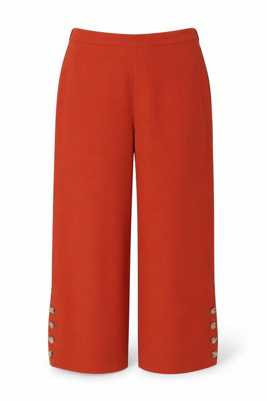 SHEIN Women Red UK 14 Wide-Leg Cropped Trousers Button Detail