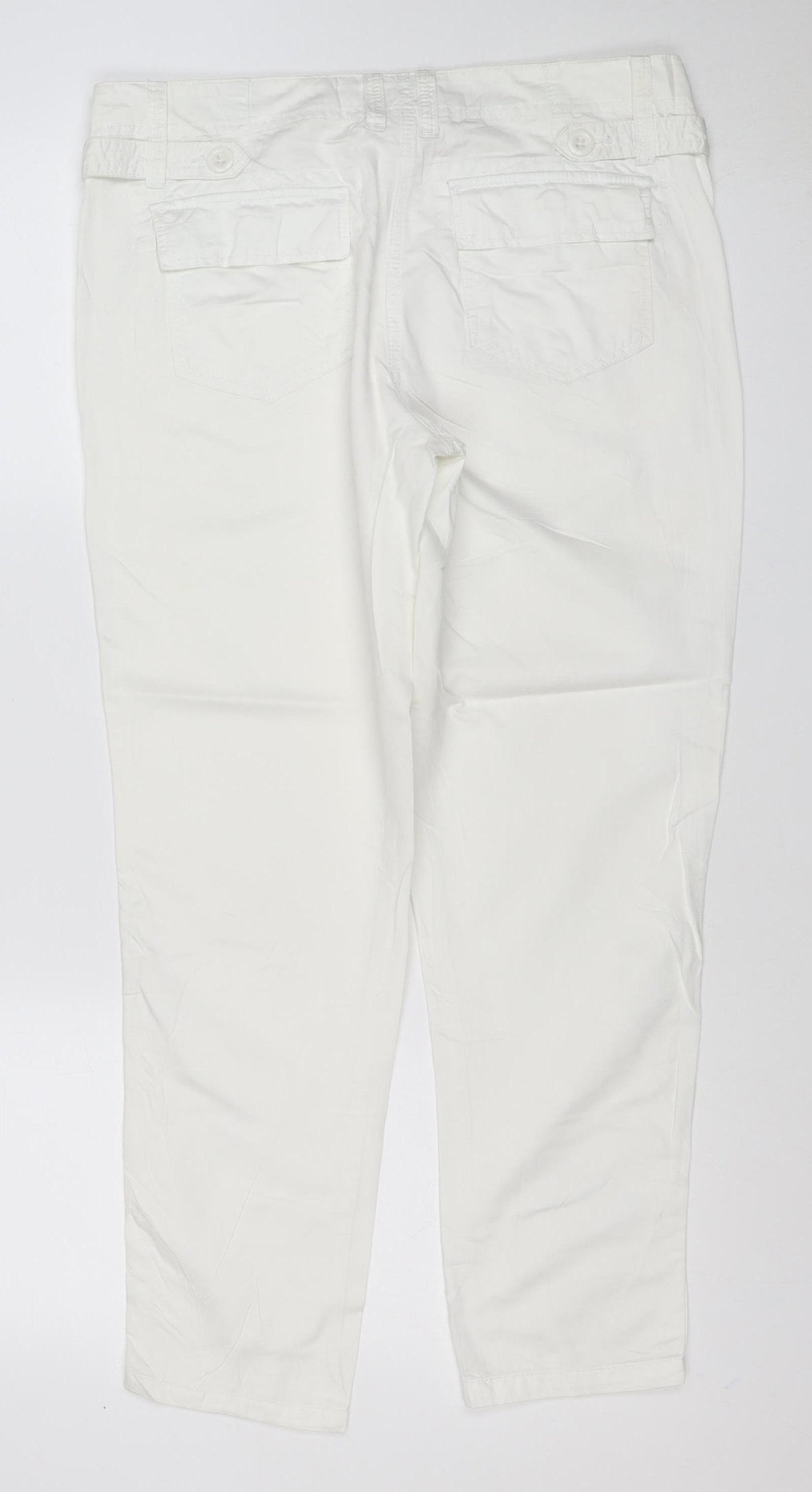 Next Women White UK 10 Cotton Cargo Capri Trousers Pockets