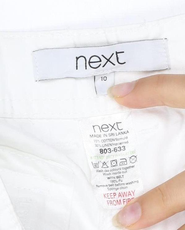 Next Women White UK 10 Cotton Cargo Capri Trousers Pockets