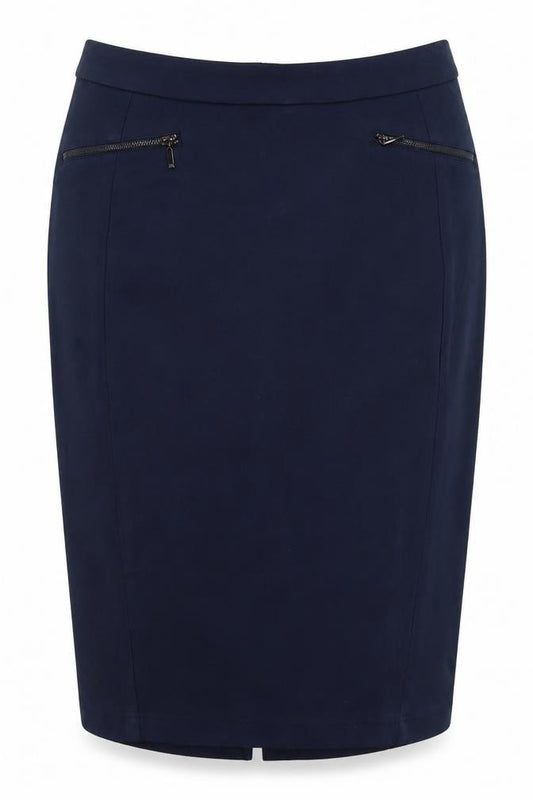 Marks & Spencer Women's Navy Blue UK 14 Midi Pencil Skirt Zip Pockets