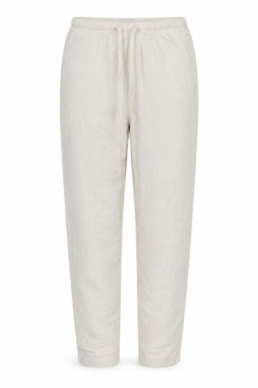Marks and Spencer Women Beige Size 12 Long Linen Wide-Leg Trousers