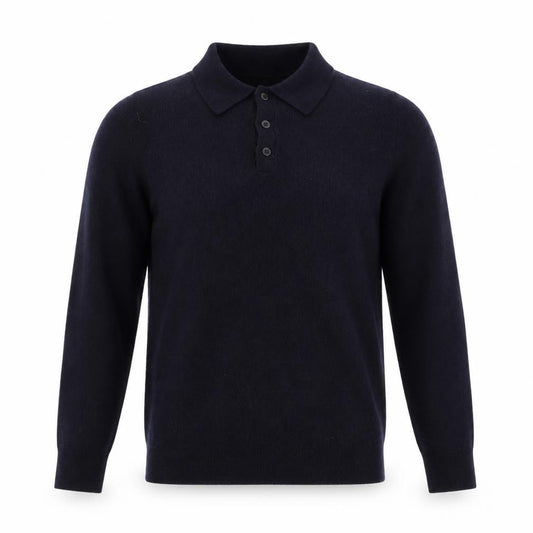 Reiss Men’s Navy Blue L Wool Cashmere Blend Collared Henley Jumper