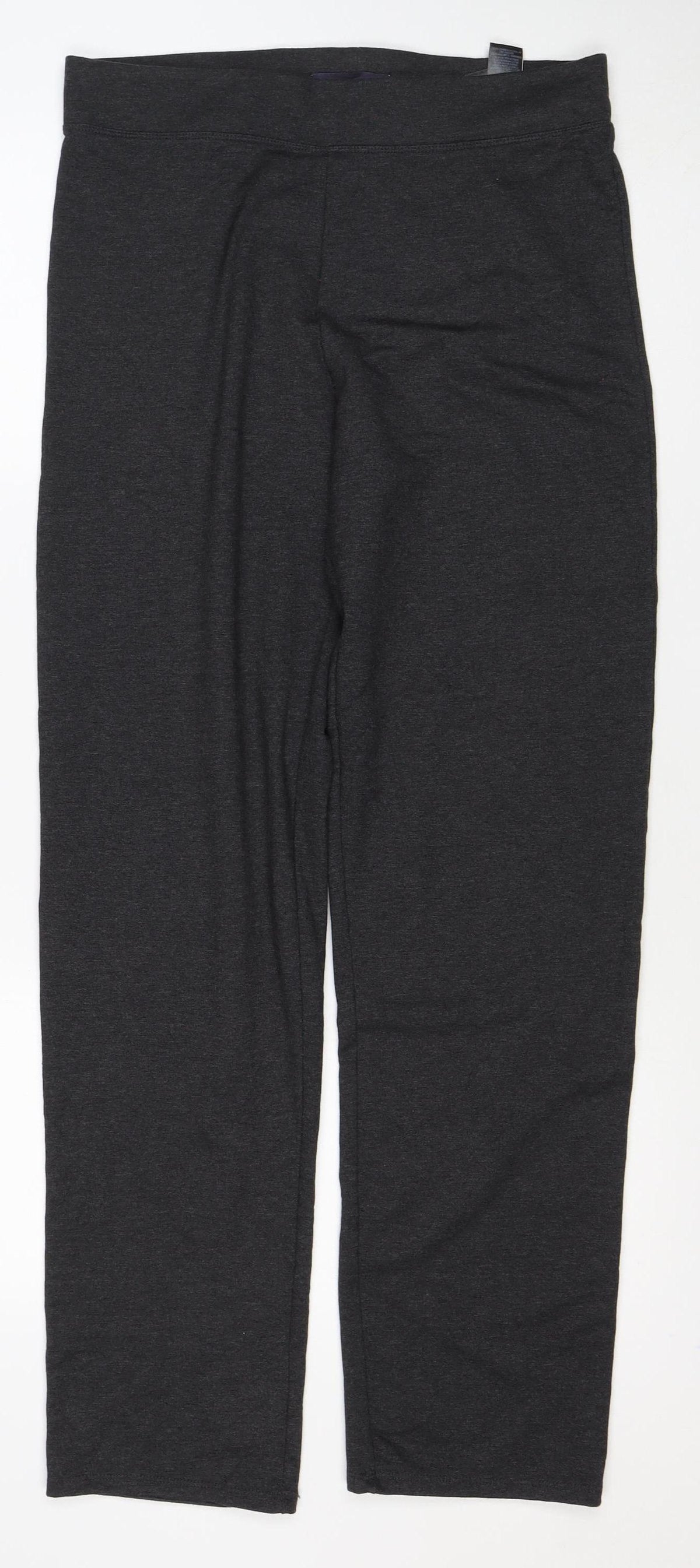 Marks & Spencer Women Black Size 12 Regular Stretch Straight Trousers