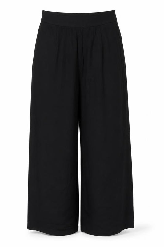 M&S Women’s Black UK 12 Pull-On Wide-Leg Trousers Stretch