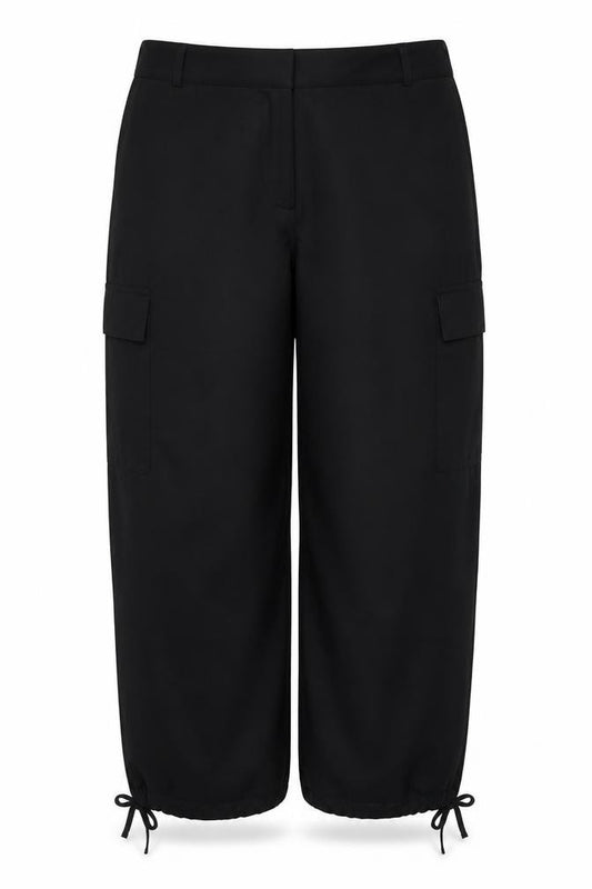 M&S Collection Women’s Black Size 16 Short Cargo Trousers Drawstring