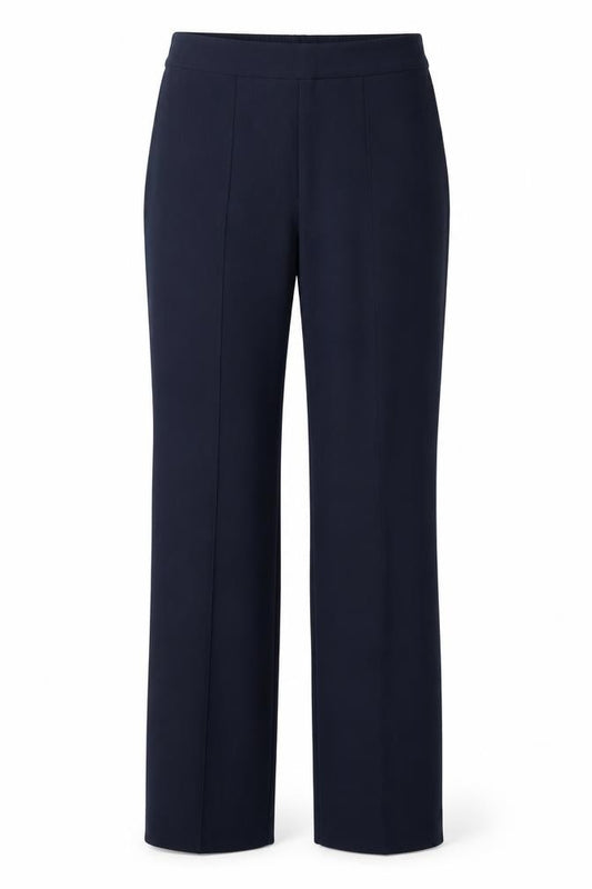 Marks and Spencer Women Navy UK 10 Short Wide-Leg Elastic Waist Trousers