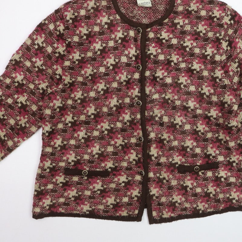 Eastex Women’s Multicoloured Check Knit Button Cardigan UK 16