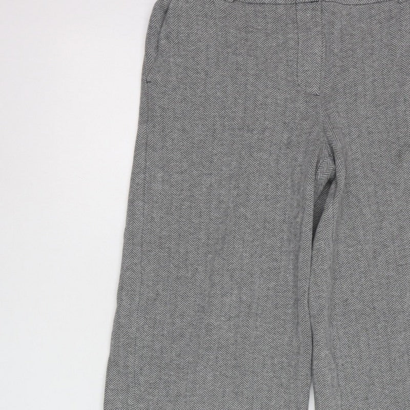 Lands' End Women's Grey Herringbone Wide Leg Trousers UK 12