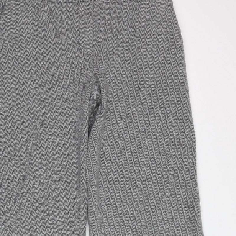 Lands' End Women's Grey Herringbone Wide Leg Trousers UK 12