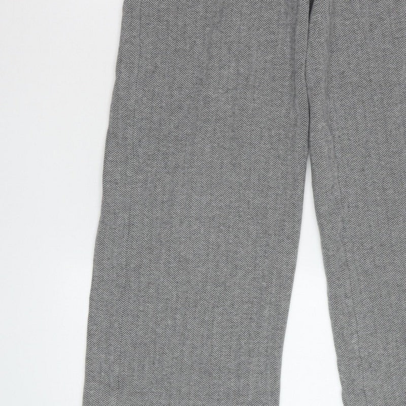 Lands' End Women's Grey Herringbone Wide Leg Trousers UK 12