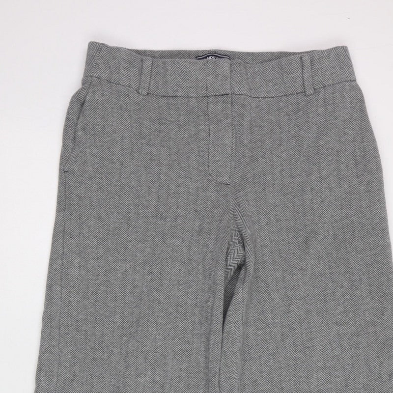 Lands' End Women's Grey Herringbone Wide Leg Trousers UK 12