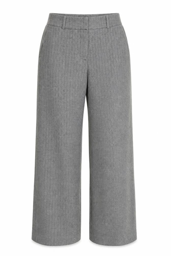 Lands' End Women's Grey Herringbone Wide Leg Trousers UK 12