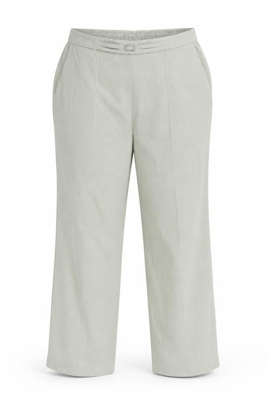 Marks & Spencer Women Green Striped Size 14 Straight Trousers