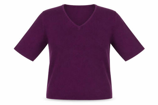 Gap Women’s Purple V-Neck Short Sleeve Cotton Knit Pullover Jumper L